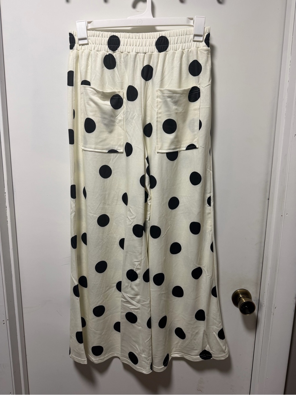 Cream Polka Dot Wide Leg Pants